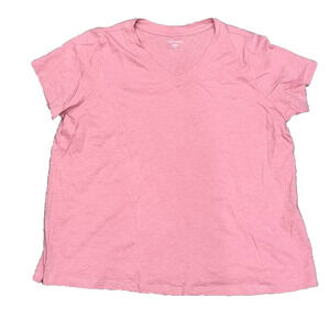 Eileen Fisher Organic Cotton Vneck Stretch Short sleeve Coral T-Shirt XL A003231